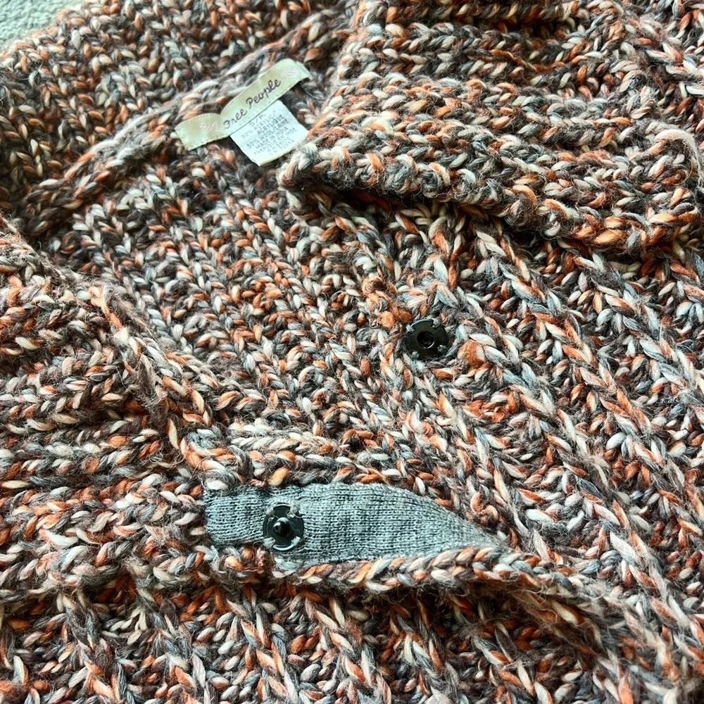 Free People Vintage Colorful Wool Blend Long Line Cardigan Sweater